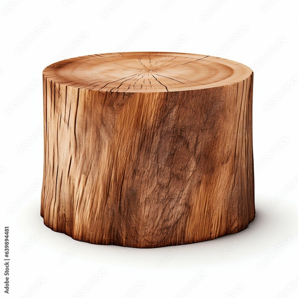 Aufkleber rustic wood podium from tree trunk segment. generative ai