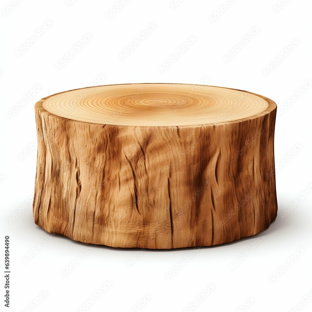 Aufkleber rustic wood podium from tree trunk segment. generative ai