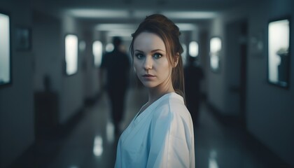 Fototapeta premium Krankenschwester in einer weißen Robe (KI-/AI-generiert)