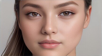 Obraz premium a woman with long hair and brown eyes