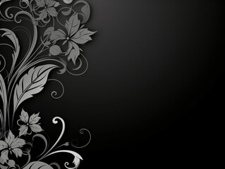 Black background wallpaper with flower illustration