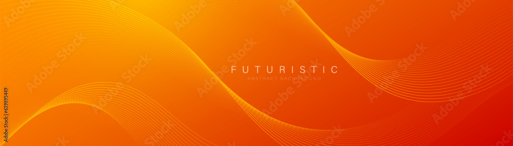 Poster modern orange abstract background with flowing wave lines. dynamic wave. smooth curve lines design e