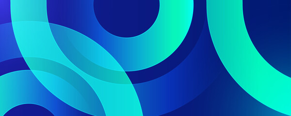 Blue abstract background with glowing geometric shape. Modern blue gradient circle. Minimal geometric design. Futuristic concept. Suit for poster, cover, banner, brochure, website. Vector illustration