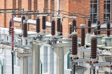 Voltage transformer on the roof of a building
