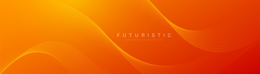Modern orange abstract background with flowing wave lines. Dynamic wave. Smooth curve lines design element. Futuristic technology concept. Suit for cover, header, poster, banner, website