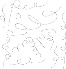 Hand drawn dotted curved line shape. Curved line - vector illustration isolated on white background.