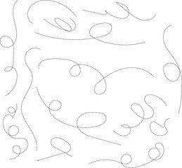 Hand drawn dotted curved line shape. Curved line - vector illustration isolated on white background.