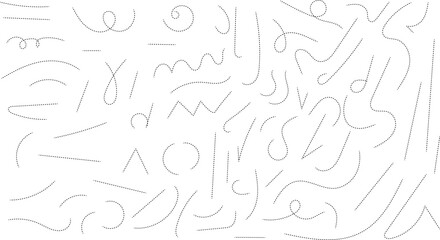 Hand drawn dotted curved line shape. Curved line - vector illustration isolated on white background.