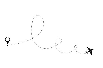 Route icon - two points with dotted path and location pin. Route location icon two pin sign and dotted line.