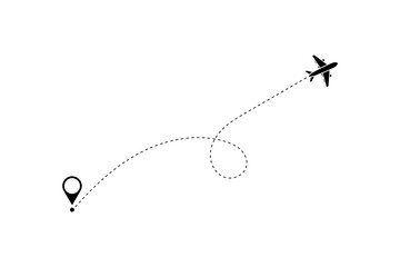 Fototapeta premium Route icon - two points with dotted path and location pin. Route location icon two pin sign and dotted line.