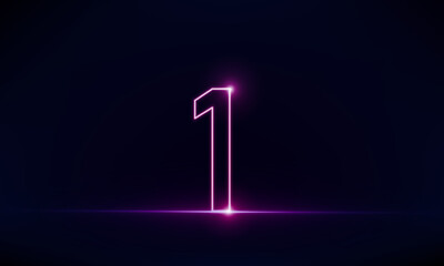 Abstract sports Light out technology and with number one glowing in the dark, pink blue neon light Hitech communication concept innovation background,  vector design