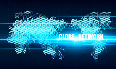 Fototapeta na wymiar Globe network and Technology Globe. Digital earth map background. Connection data concept.