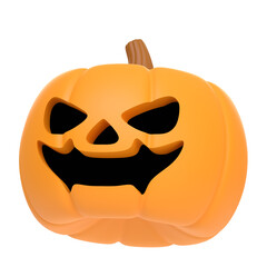 Jack-o-Lantern pumpkin isolated on white background. Happy Halloween concept. Traditional october holiday. 3D render illustration