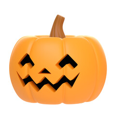 Jack-o-Lantern pumpkin isolated on white background. Happy Halloween concept. Traditional october holiday. 3D render illustration