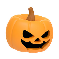 Jack-o-Lantern pumpkin isolated on white background. Happy Halloween concept. Traditional october holiday. 3D render illustration