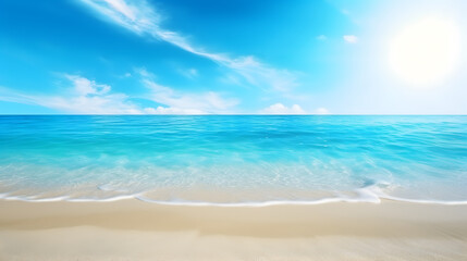 Fototapeta na wymiar Beautiful blue ocean water with white foam edge