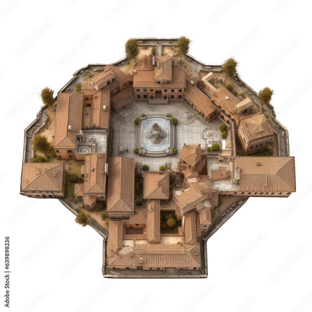 Poster roman garrison top view isolated on white created with generative ai