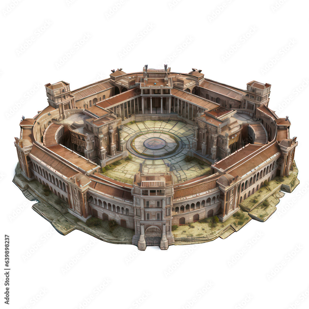 Poster roman garrison top view isolated on white created with generative ai