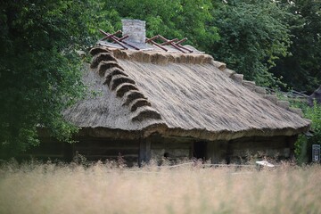 Stary dom pokryty strzechą