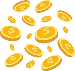 Seamless background with coins gold with dollar symbol.