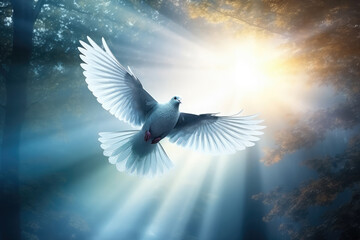 Embracing Tranquility: Symbolic Dove in a World of Peace, Bathed in Gentle Light - Inspiring Hope and Serenity