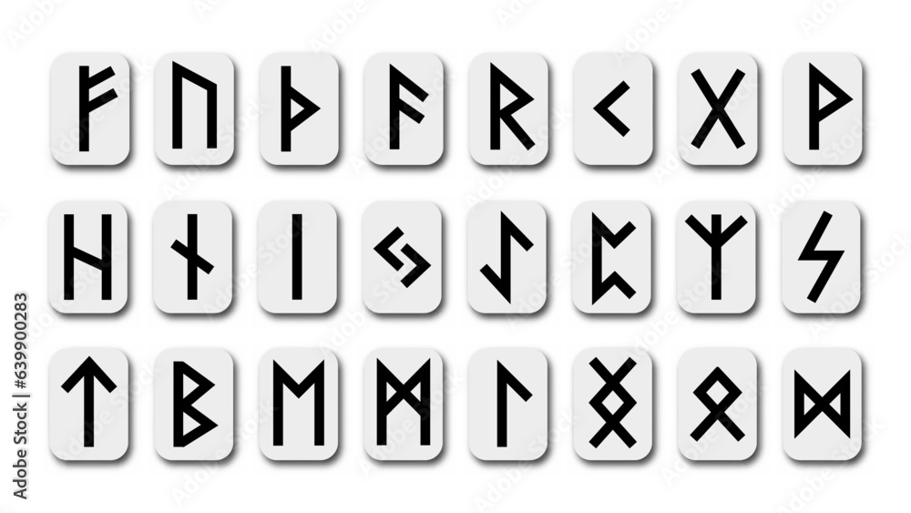 Wall mural runes. complete collection of runic letters, which were used in germanic languages. ancient magic si