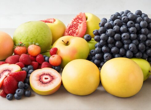 Assortment of fresh fruits, day light photography 