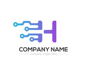 H Letter Tech Logo Design Vector Template.
H Letter Icon Design with Digital Circuit Connection Symbol.
Motion Speed Line Letter H Logo Element.