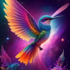 mythologic mystic dreamfull cosmic fantasy colibri,  created by ai generated