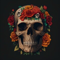 Mexican Skull tshirt Design, created by ai generated