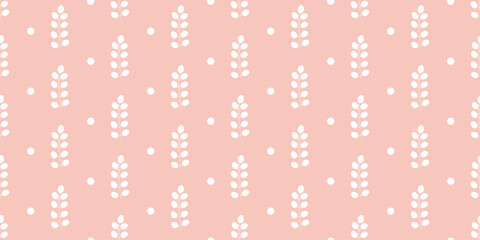 Seamless pattern of flowers and branches, hand drawn vector floral background.