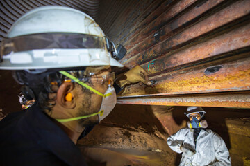 Engineer in inspection and repair of coil heater gas equipment of boiler room. Steel structure...