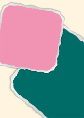 Bright colored blank paper banner with torn edges for revealing message concepts. Vector