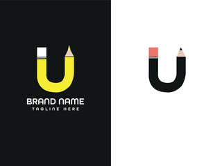 pencil icon letter logo design