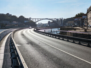 Car road  river Porto Portugal