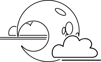 Fototapeta premium Moon with Clouds Icon (Halloween Icon)