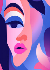 woman fashion portrait abstract poster graphic modern face cubist print cubism. Generative AI.