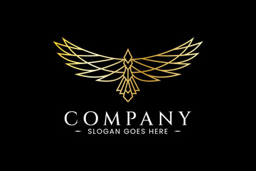 falcon eagle gold luxury logo design template for fashion boutique and jewellery business company