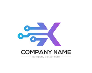 X Letter Tech Logo Design Vector Template.
X Letter Icon Design with Digital Circuit Connection Symbol.
Motion Speed Line Letter X Logo Element.
