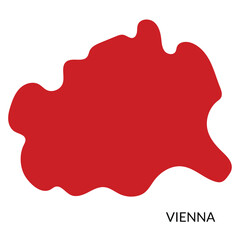 Vienna map. Austria map. Map of Vienna city in red color