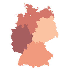 German map four regions in outline red color. Map of Germany
