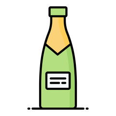 Champagne Bottle Line Color Icon