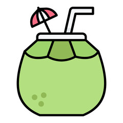 Coconut Water Line Color Icon