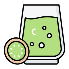 Kiwi Juice Line Color Icon