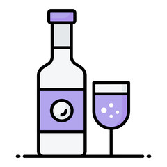Wine Line Color Icon