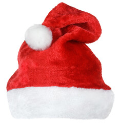 Santa Claus red hat or Christmas red cap isolated on transparent background