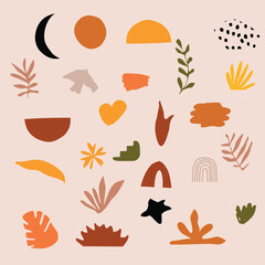 Fototapeta na wymiar Doodle abstract elements collection. Random nature inspired shapes vector. Organic forms in minimalistic style. Colorful childish drawings bundle. 