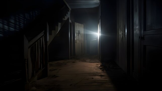 dark hallway in old abandoned house © 1_0r3