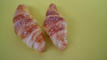 pile of Fresh mini Croissant.