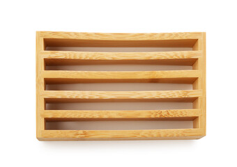 Wooden soap dish on white background